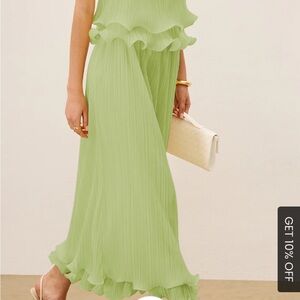 Commense Light Green Maxi Skirt